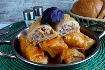 фото рецепта Голубцы с курицей, булгуром и кукурузой