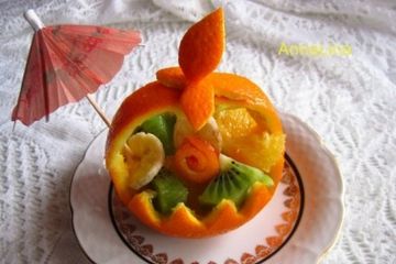 фото рецепта Фруктовый салат в апельсиновой корзине