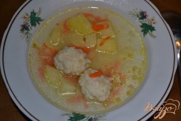фото рецепта Суп с фрикаделями из риса и курицы