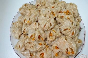 фото рецепта Манты с картофелем тыквой и луком