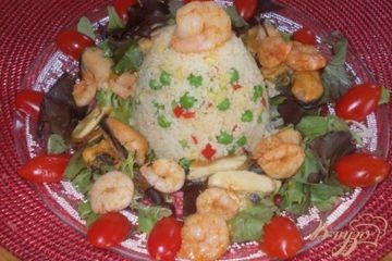 фото рецепта Кускус с овощами и креветками