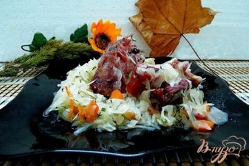 фото рецепта Капуста тушёная с копчёностями