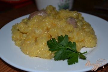 фото рецепта Кукурузная каша с куриными сердцами в мультиварке