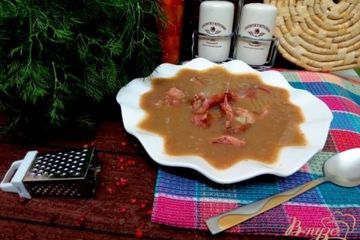фото рецепта Суп пюре с чечевицей и копчёностями