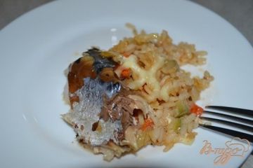 фото рецепта Скумбрия фаршированная рисом с овощами