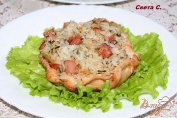 фото рецепта Куриные тарелочки с рисом и ветчиной
