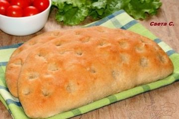 фото рецепта Фокачча из трех видов муки с ветчиной сыром и помидорами