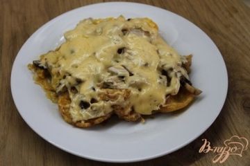 фото рецепта Куриная отбивная в сырной панировке с грибами