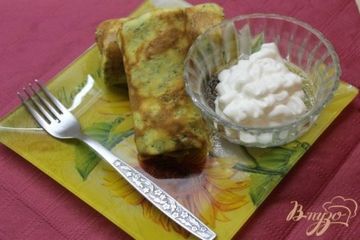 фото рецепта Шпинатные блинчики с мясом