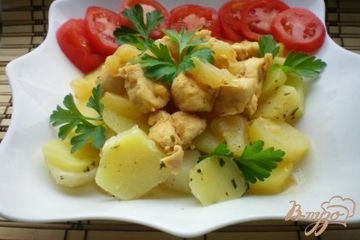 фото рецепта Курица с ананасами в мультиварке