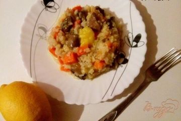 фото рецепта Плов с куриными сердцами и лимонным соусом