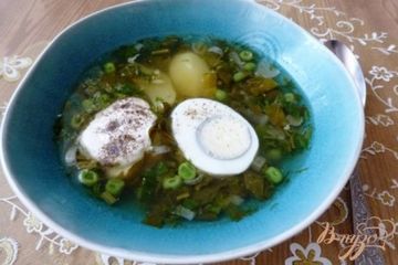 фото рецепта Суп с зеленым горошком и щавелем