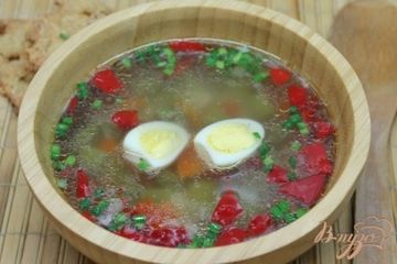 фото рецепта Овощной суп с перепелиными яйцами