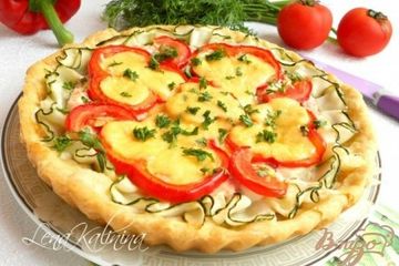 фото рецепта Пирог из песочного теста с курицей и овощами