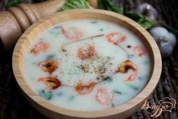 фото рецепта Сырный суп с креветками