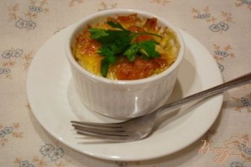 фото рецепта Шампиньончики со сливочной заливкой и сыром в духовке
