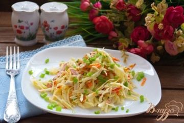 фото рецепта Капустный салат с ветчиной и грибами
