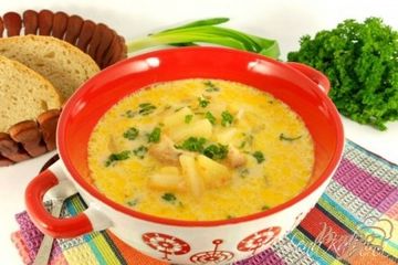фото рецепта Суп с плавленным сыром и курицей в мультиварке