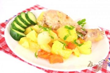 фото рецепта Куриные ножки с картофелем в рукаве