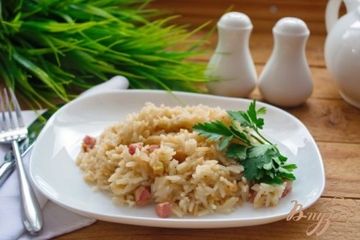 фото рецепта Аля-ризотто с беконом и луком