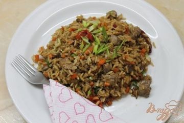 фото рецепта Рис с курицей и соевым соусом