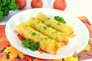фото рецепта Лазанья-рулеты с мясом и сыром