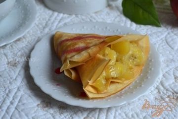 фото рецепта Тонкие блинчики с фруктовой начинкой
