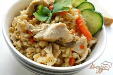 фото рецепта Каша перловая с курицей в мультиварке