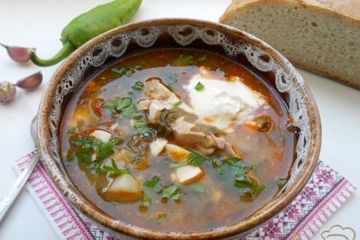 фото рецепта Борщ зеленый с курицей и томатом