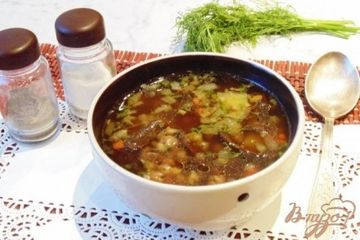 фото рецепта Суп с перловкой и лесными грибами