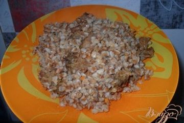 фото рецепта Гречка с курицей в духовке