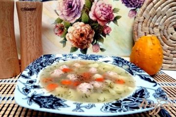 фото рецепта Суп с фрикадельками курино - сырными