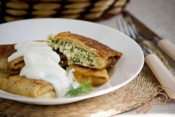 фото рецепта Блинчики с творогом и укропом
