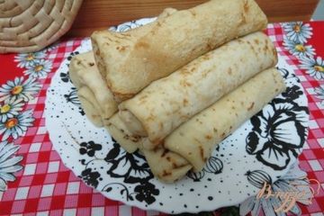 фото рецепта Блины с мясом сыром и брынзой
