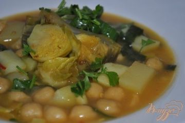 фото рецепта Суп-крем с брюссельской капустой и артишоками