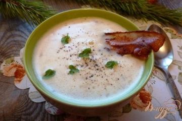 фото рецепта Суп-пюре из чечевицы с беконом