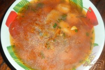 фото рецепта Борщ с фасолью и галушками