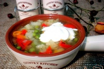 фото рецепта Суп с зелёным горошком и перцем