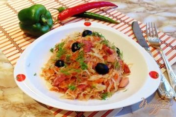 фото рецепта Солянка с копченой колбасой и сосисками