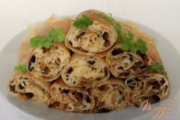 фото рецепта Блины с грибами и сыром