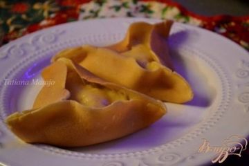 фото рецепта Блинчики с гусиным паштетом и картофельным пюре