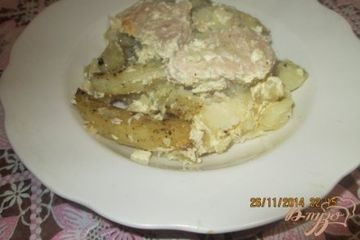 фото рецепта Тушеная картошка   с мясом  в духовке