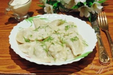 фото рецепта Вареники с грибами и отварным мясом