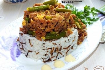 фото рецепта Рис с фаршем и стручковой фасолью