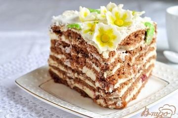 фото рецепта Торт Цветы на снегу