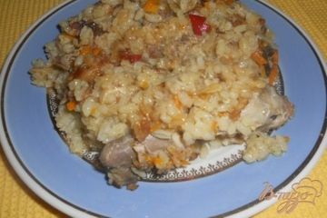 фото рецепта Рисовая каша с курицей в духовке