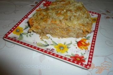 фото рецепта Запеканка из фарша с рисом и морковью в мультиварке