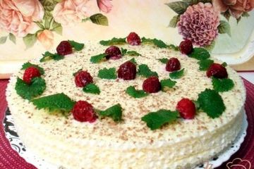 фото рецепта Вафельный тортик с малиной