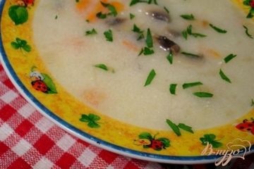 фото рецепта Суп с шампиньонами и сырочками