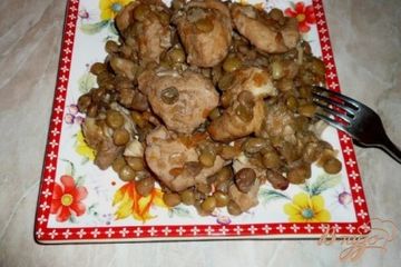 фото рецепта Куриное мясо с чечевицей в мультиварке